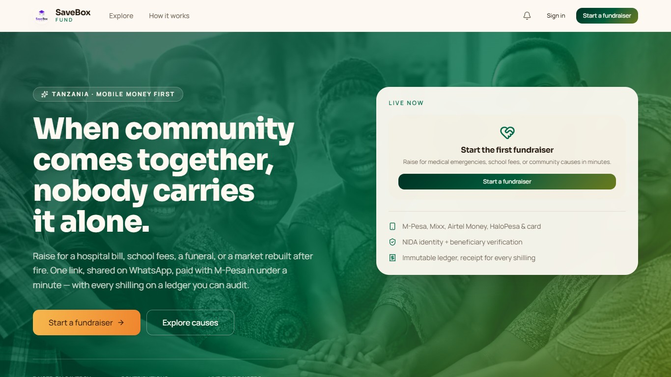 SaveBox Fund — Community Fundraising